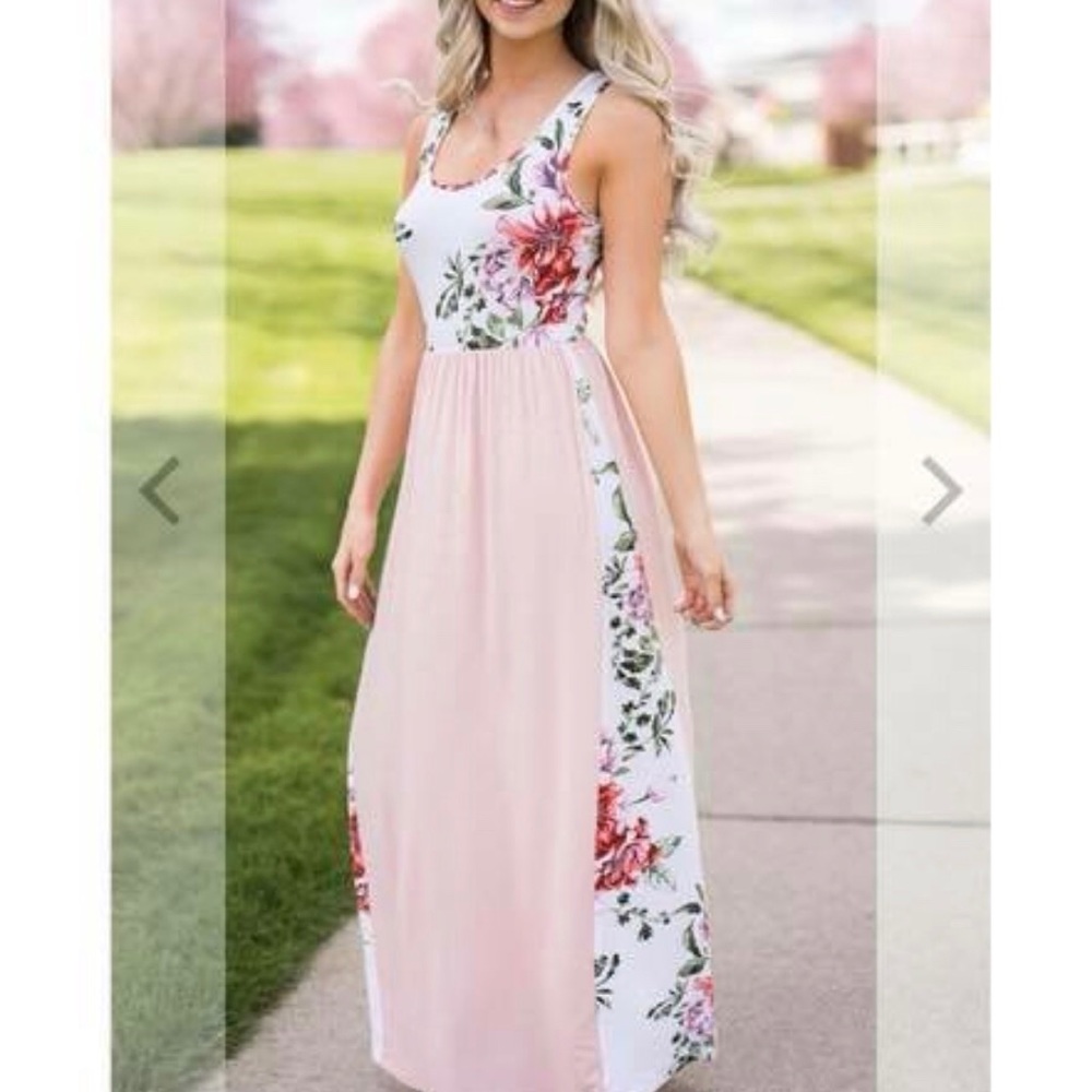 Pink Floral Maxi Dress